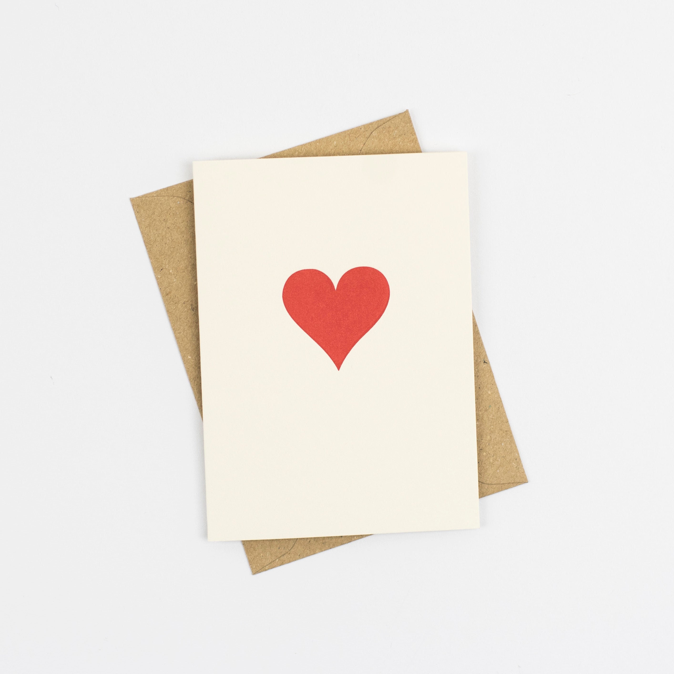 Red Love Heart Card Valentine Card Letterpress Note Cards Small Note Cards  Red Heart Love Note Card Card for Her Card for Him 