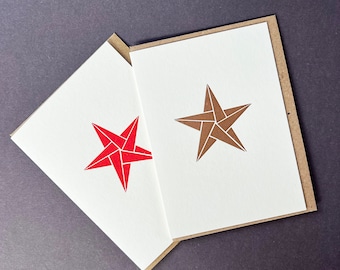 Christmas notecards - thank you card pack - Letterpress note cards - Gift tags - note card set - SALE notecards - origami star