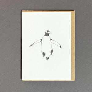 Springender Penguin Karte - Grußkarte - Kleine Karte - Pinguin - Blanko - Letterpress Karte - Klasse Weihnachtskarte - Geburtstag - Geschenkanhänger