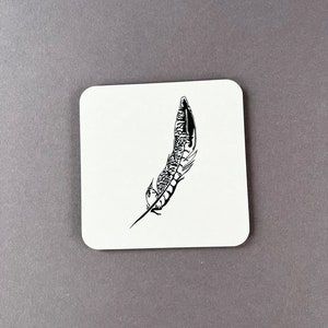 Pheasant feather coaster - feather Coaster- Christmas gift - tea coaster set - Teacher gift - Melamine - UK made - New home - Birthday gift