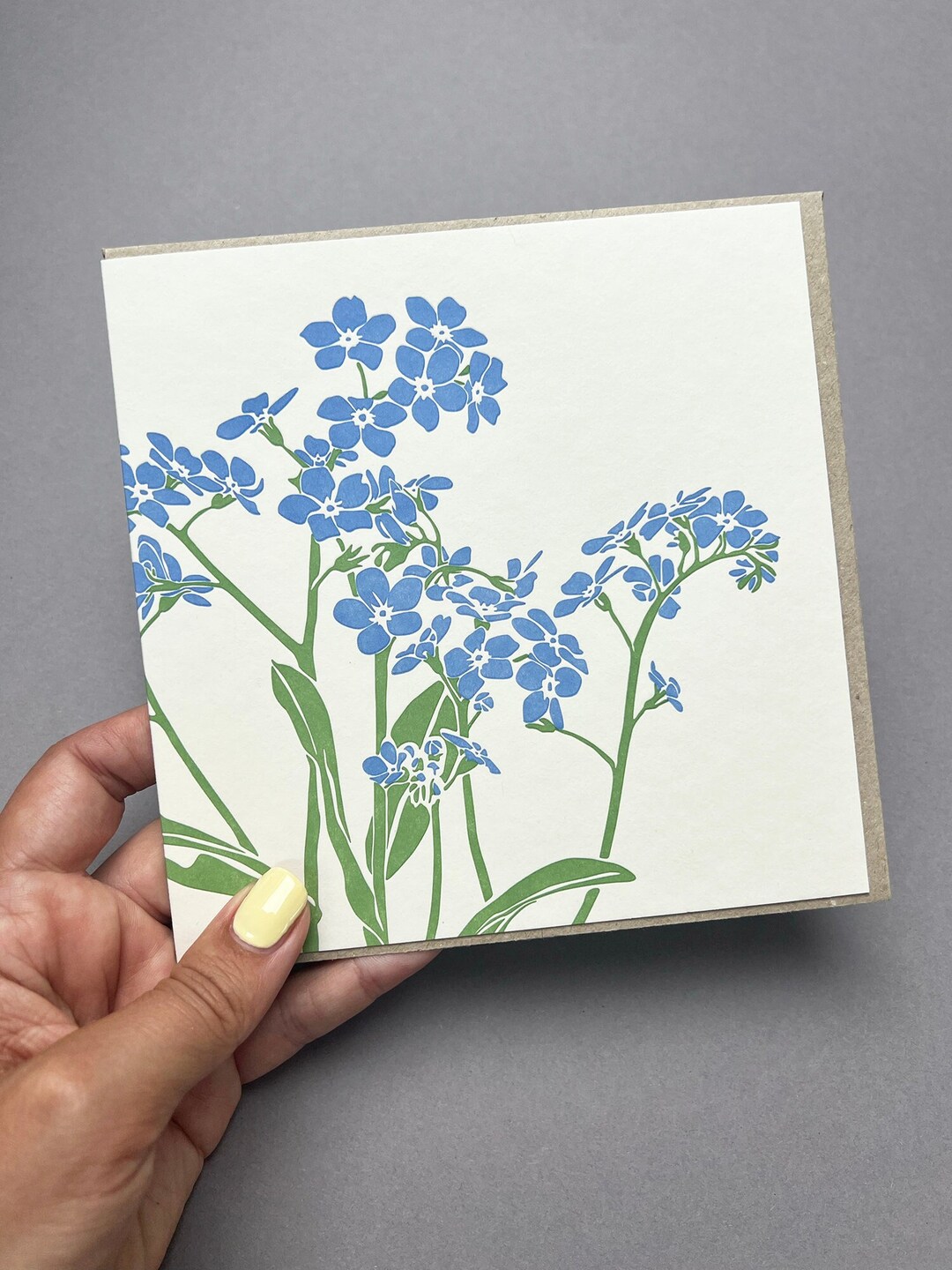 Forget-me-not Card - Contemporary Card- Spring Flower Card - Greeting ...