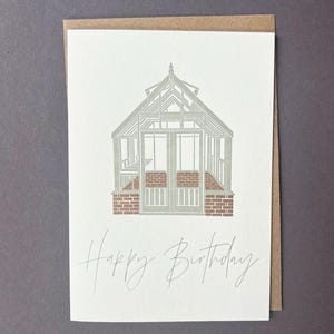 Biglietto di auguri di buon compleanno - Compleanno all'insegna del giardinaggio - Biglietto per il nonno - Biglietto per la nonna - Biglietto con serra - Biglietto di auguri di compleanno unico - Per i pollici verdi