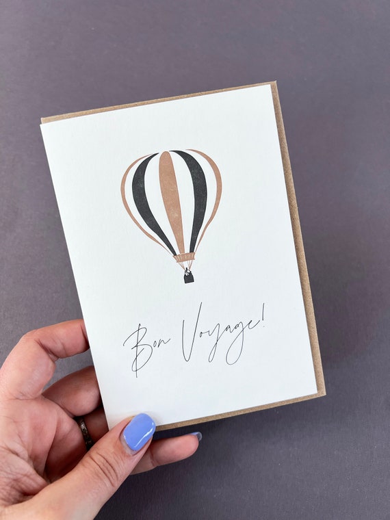 Bon Voyage Abschiedskarte Mit Heißluftballon – Inkl. Umschlag