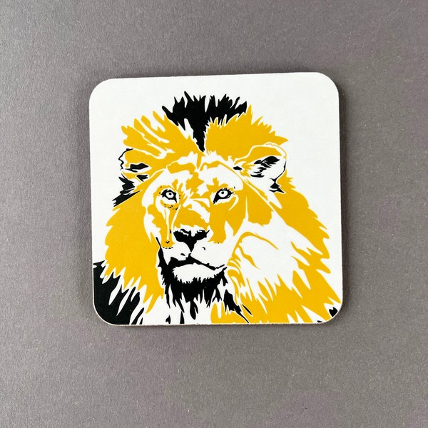 Lion coaster - animal coaster - Safari coaster - tea set - small gift - Melamine - made in the uk - Fathers day - Teachers gift - New home