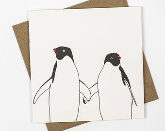 Anniversary card - Wedding card - First Anniversary him - Valentines Day card - valentines card romantic - penguin love - Anniversary Love