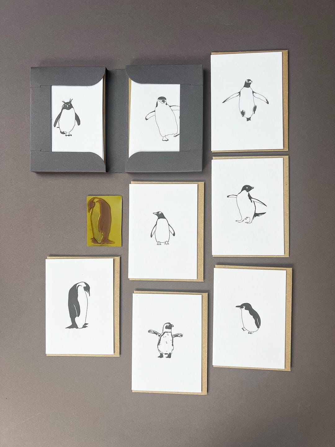 Penguin Card Pack - Penguin Letterpress Thank You Cards - Penguin Note ...