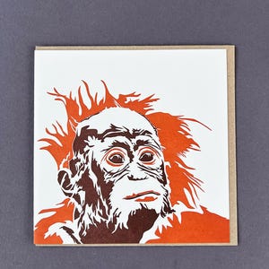 Orang-oetan - verjaardagskaart aap - boekdrukkaarten - kunstwenskaarten - schattige baby - orang-oetanbaby - bedankt - nieuwe baby