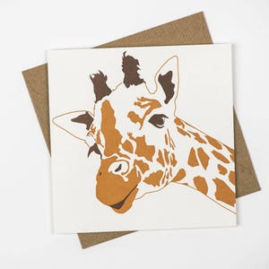 Cartão girafa - Animais Safari - Cartões de luxo - Estampa de girafa - Animais africanos - Cartões tipográficos - Cartão de aniversário de animais selvagens - Cartão em branco