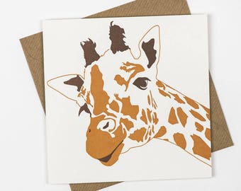 Giraffe card - Safari Animals - Luxury Cards - Giraffe print - African Animals - Letterpress Cards -  Wild Animal Birthday Card - Blank Card