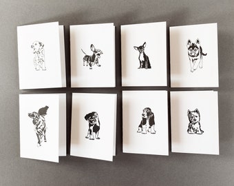 Dog card pack - Thank you cards - Letterpress Cards - Dog not set - Small Note Cards - note cards - Puppies multipack - Saving - Dog walker