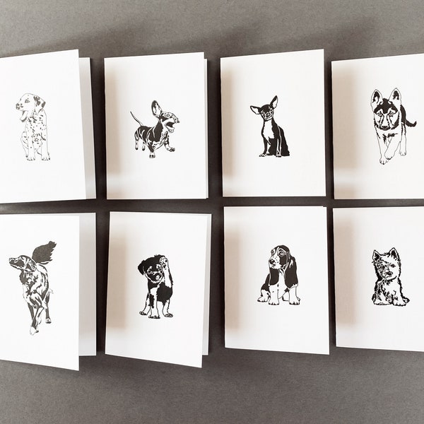 Dog card pack - Thank you cards - Letterpress Cards - Dog not set - Small Note Cards - note cards - Puppies multipack - Saving - Dog walker