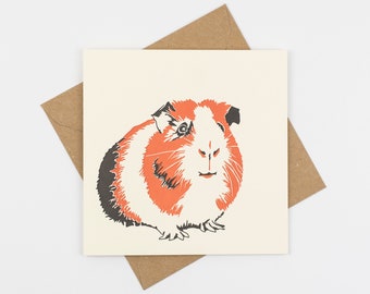 Guinea Pig card - Letterpress Cards - Art Greeting Cards - Guinea Pig pet - cute - birthday print - children's bedroom decor - Christmas
