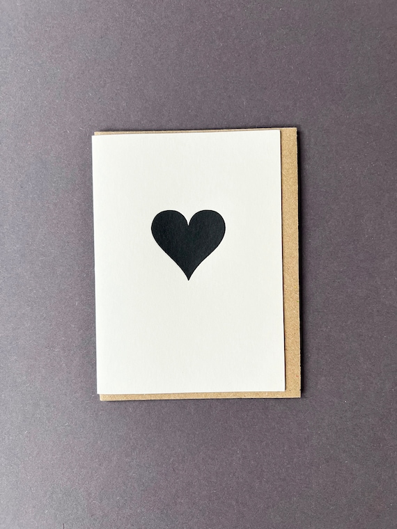 Black Heart Letterpress Card: Condolence - Sorrow - Valentines