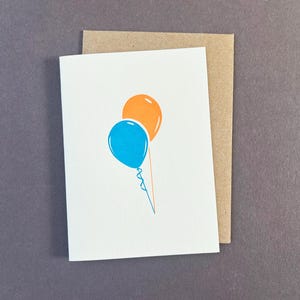 Neon Party Luftballons Karte - Partyeinladungen - Grußkarten zum Geburtstag - Geschenkanhänger - Letterpress Karte - Einzigartige Karte - Lustige Einladungen - Ballonkarte