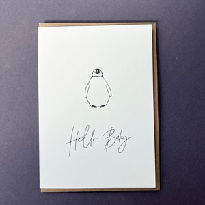 Neue Baby Karte - Hello Baby Karte - Letterpress - Baby Kaiserpinguin - Unisex neue Baby Karte - Baby Girl Karte - Baby Jungen Karte - Baby shower