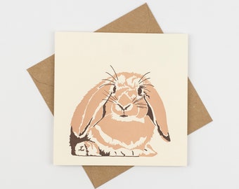 Rabbit card - Easter Bunny rabbit - Birthday Card - Letterpress Cards - Art Greeting Cards - cute - Kids card - Thank you - Easter card