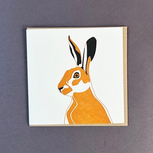 Hase Karte - Letterpress Karte - Blankokarte - Waldtier - Grußkarte - Geburtstag - Hase - Wildtier - Osterkarte - Muttertag