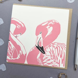 Flamants roses amoureux - Carte d'anniversaire - Carte de Saint Valentin - Carte de mariage flamant rose - Paire de flamants roses - Flamants roses - Jour du mariage - Happy