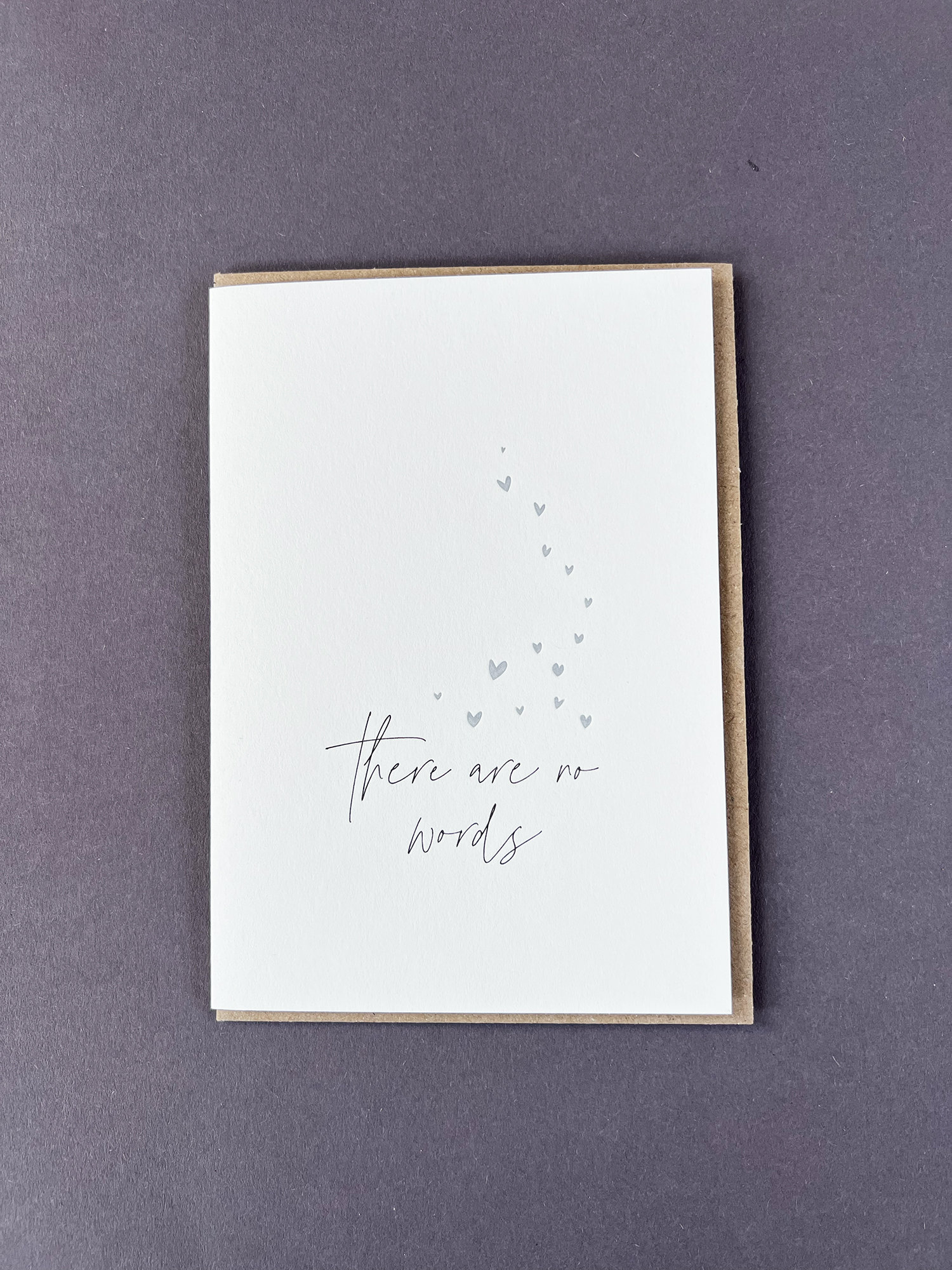 Letterpress Sympathy Card - Metallic Silver Hearts - Loss
