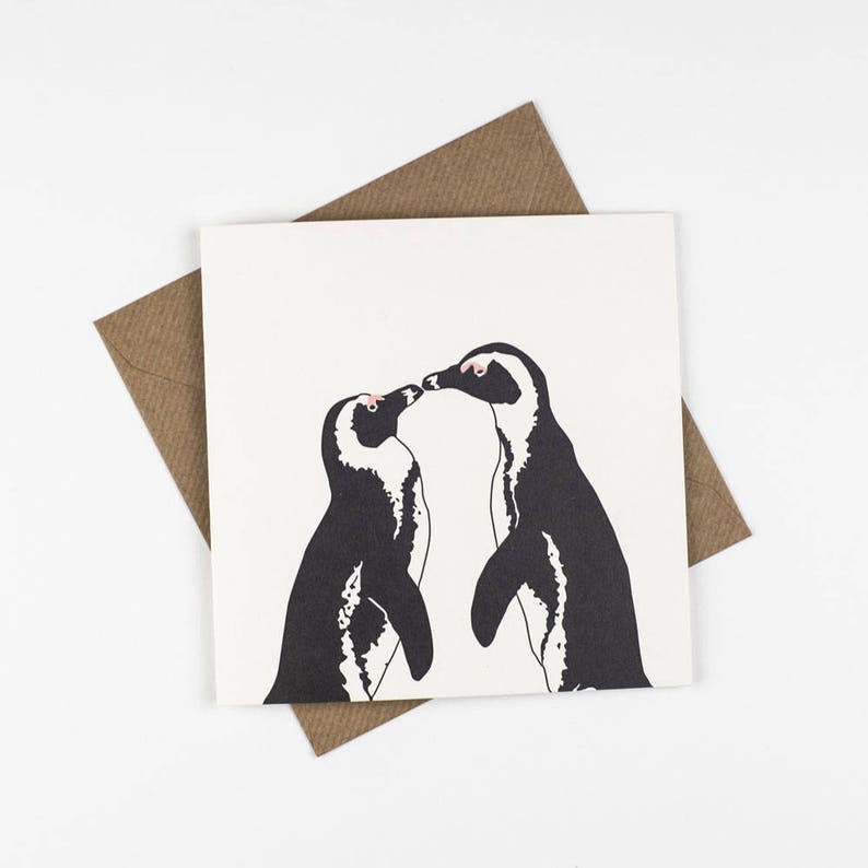 Anniversary card Christmas Love card Christmas for him Christmas for her African Penguin Card penguin love Penguin Love Card image 1