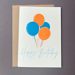 Alles Gute zum Geburtstag Karte - Geburtstags Luftballons - Letterpress - Karte für Ihn - Karte für Sie - Lustige Geburtstagskarte - Einzigartige Geburtstagskarte - Kinder