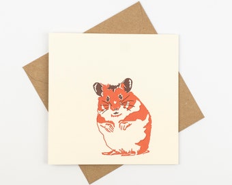 Hamster card - Birthday Card - Letterpress Cards - Art Greeting Cards - Pet Hamster - cute - birthday print - children's bedroom decor