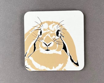 Rabbit coaster - Bunny coaster - domestic rabbit - tea coaster - small gift - Melamine coaster - made in the uk - coaster set - New home