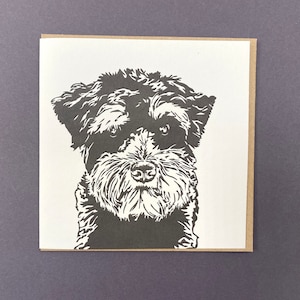 Zwergschnauzer Hundekarte - Geburtstagskarte - Letterpress - Schnauzer Welpe - Hundekarte - Kunst Grußkarte - Danke - Einfach so