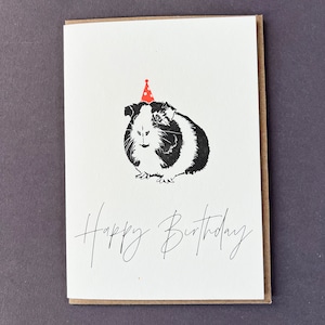 Cartão de aniversário de porquinho da Índia - Porquinho de aniversário - Chapéu de festa - neon - Engraçado - Crianças - Adultos - Dele - Dela - Cartão tipográfico - Cartão exclusivo