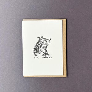 Carte chaton tigré - carte de correspondance chaton espiègle - typographie - petites cartes - carte chat - carte minou - carte chaton mignon - étiquette cadeau