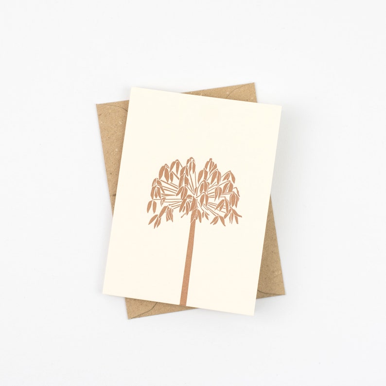 Agapanthus seed head Metallic bronze thank you note cards seed heads Agapanthus card letterpress cards Letterpress note cards