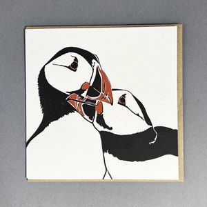 Papageitaucher Jubiläumskarte - Letterpress Weihnachtskarten - Liebeskarte - Hochzeitskarte - Papageientaucherliebe - Tierliebe - Liebesvögel - Valentinskarte