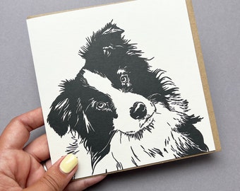 Border Collie Card - Dog card - Collie Birthday Card - Letterpress card - Art Greeting Card - Dog Birthday card - Border Collie - Collie