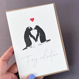 Carte de la Saint-Valentin - Carte de la Saint-Valentin typographique - Carte d'anniversaire - Carte de la Saint-Valentin pingouin - Carte pour elle - Carte pour lui - Carte Pour ma Saint-Valentin