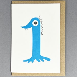 1 tarjeta de cumpleaños - tarjeta para niños - cumpleaños de niños - primer cumpleaños de niño - tarjeta de extraterrestre - primer cumpleaños unisex - primer cumpleaños de niña - divertida - única