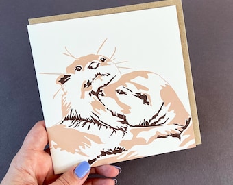Letterpress Otter Card: Anniversary, Love, Birthday - Mother's day