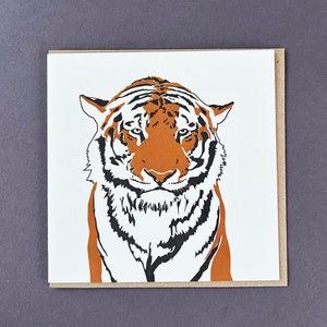 Tarjeta de tigre - animales de safari - tarjeta de agradecimiento - tarjeta de cumpleaños - tarjeta del día del padre - tarjeta de felicitaciones - nuevo trabajo - Impresión tipográfica - Fuerte