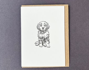 Golden Retriever Card - Dog note card - Letterpress - Small cards - Dog walker - Cute puppy - Gift tag - Thinking of you - Teacher card