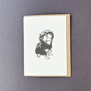 Cavapoo Welpe Geburtstagskarte - Grußkarte - Letterpress Druck - Kleine Karte - Geschenkanhänger - Thinking of you - Geschenkanhänger - Dog Walker