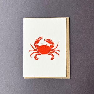 Crab notecard - Thank you Beside the sea card pack - Letterpress Card - Beside the Sea - Small Note Card - beach card - Gift tag - Crabs