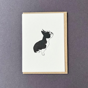 Französische Bulldogge Karte - Frenchie kleine Karte - Danke-Karte - Letterpress Nachricht - Kleine Nachricht - Geburtstagskarte - Geschenkanhänger