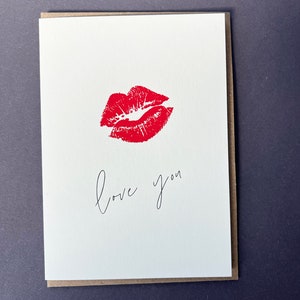 Liebeskarte - Valentinstagskarte - Letterpress - Lippenstiftkuss - Lippenkarte - Karte für Sie - Karte für Ihn - Karte für deine Geliebte