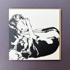 Biglietto di coccole per cuccioli - Biglietto di compleanno - Biglietti tipografici - Biglietto di coccole per cani - Biglietti d'auguri artistici - Cani assonnati - Cuccioli che si coccolano - Cwtches