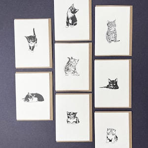 Katzen Karte Set - Kätzchen Letterpress Danke - Letterpress - Katze Grußkarten Set - Kleine Karte - Katze Multipack - Geschenkanhänger - Weihnachten - Invite