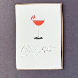 Biglietto di compleanno - Calligrafia - Stampa tipografica - Per lui - Per lei - Cosmo - Festeggia - Bevi - Biglietto per adulti - 18° - 21° - Biglietto elegante
