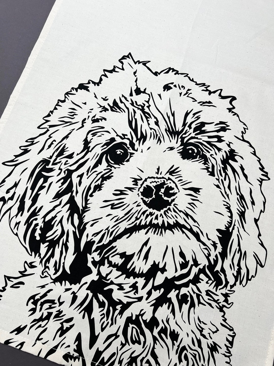 Cockapoo Tea Towel Dog Tea Towel Screen Printed Cotton Anniversary Gift ...