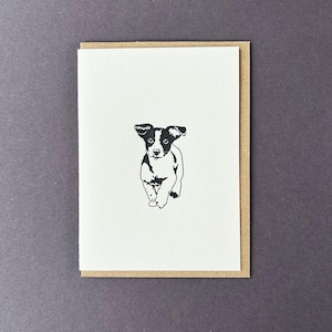 Cartão Jack Russel - Cartão de cachorrinho Terrier - Cartão de agradecimento - Cartão tipográfico - Cartão pequeno - Cartão para passear com cães - Cartão de aniversário - Professor