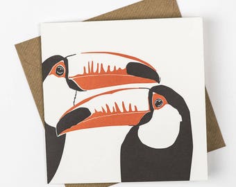 Toucan Card - Anniversary card - Valentines Day card - Zoo wedding - 1st Anniversary - Mothers day - Anniversary Love Card - Letterpress