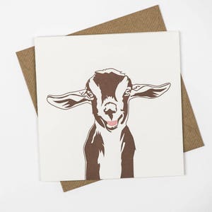 Goat Card Cute card for friend Birthday Card Thank you card Farm Animals Card for a Farmer Baby Goat note card handmade card image 1