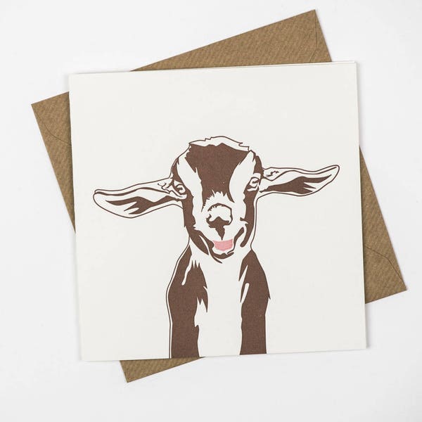 Goat Card - Cute card for friend - Birthday Card - Thank you card - Farm Animals - Card for a Farmer - Baby Goat - note card - handmade card